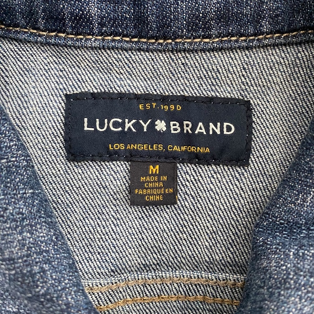 Lucky Brand Tomboy Trucker Jean Jacket Women's Size Medium Blue Denim Distressed - Picture 8 of 9